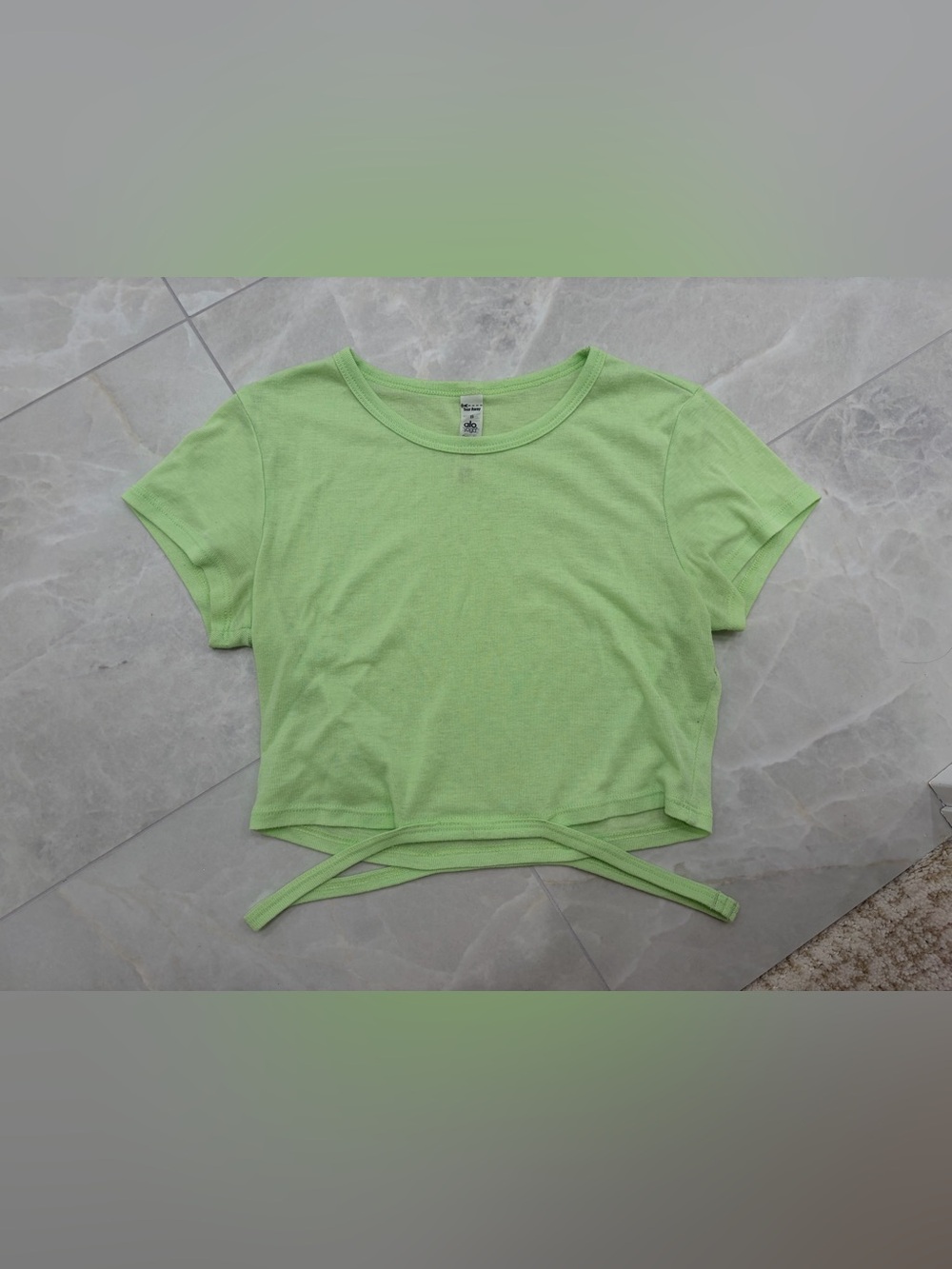 ALO Yoga Neon Lime Crop Tee - Size S